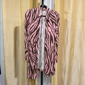 The Andamane Zebra Print Coat in Pink and Brown